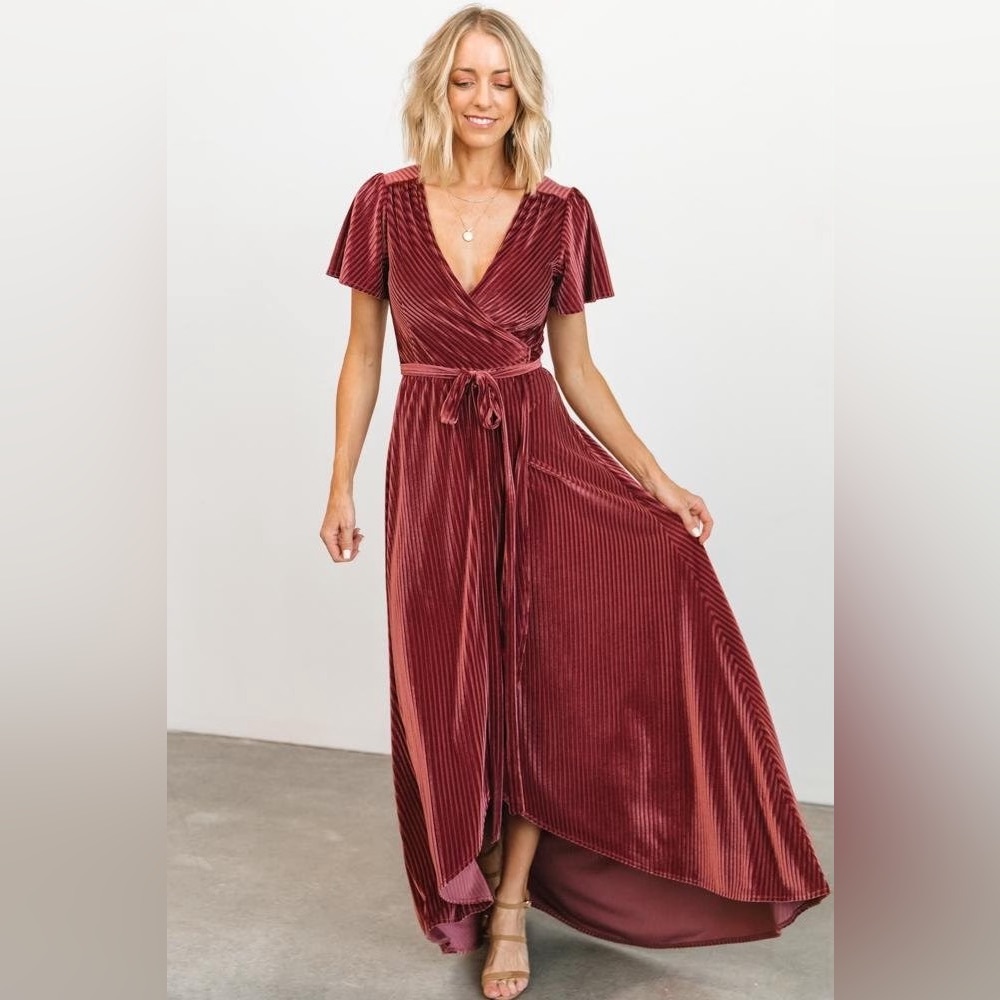 Baltic Born Andi Ribbed Velvet Wrap Dress
